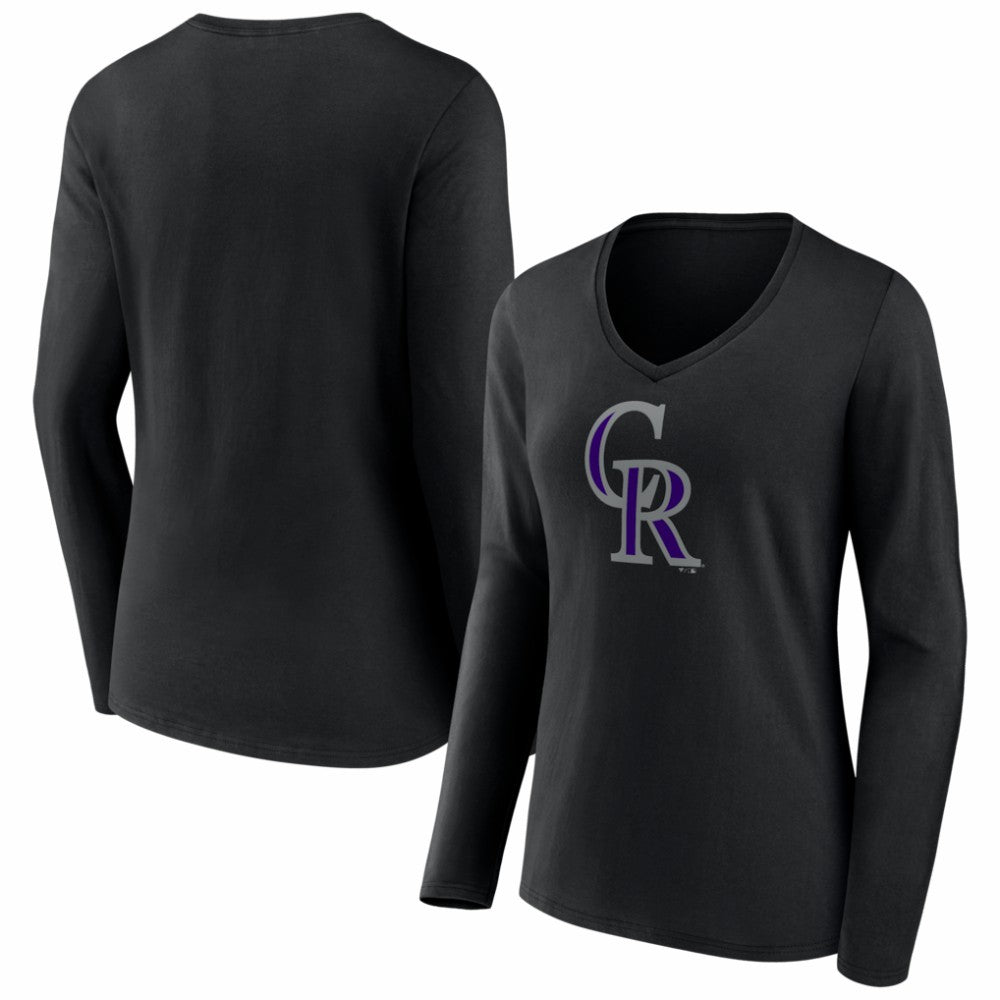 Colorado Rockies Women's Logo Long Sleeve V-Neck T-Shirt - MLB