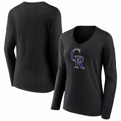Colorado Rockies Women's Logo Long Sleeve V-Neck T-Shirt - MLB
