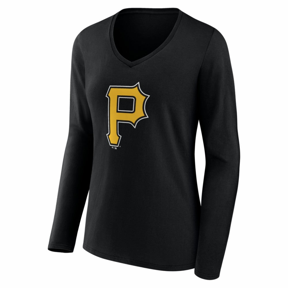 Pittsburgh Pirates Women's Logo Long Sleeve V-Neck T-Shirt - MLB