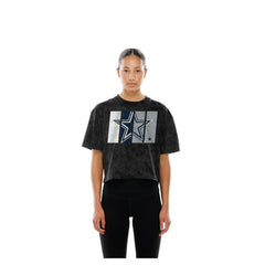 Dallas Cowboys New Era Women's Boxy Cropped Sport Night Mineral Wash T-Shirt Black | NFL