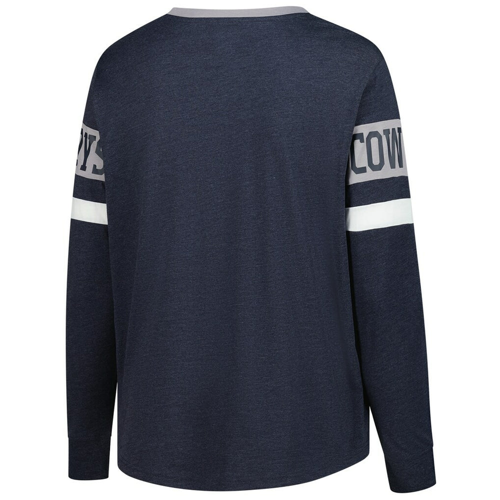 Dallas Cowboys New Era Women's Plus Size Throwback Lace-Up Long Sleeve T-Shirt Navy | NFL