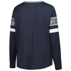 Dallas Cowboys New Era Women's Plus Size Throwback Lace-Up Long Sleeve T-Shirt Navy | NFL