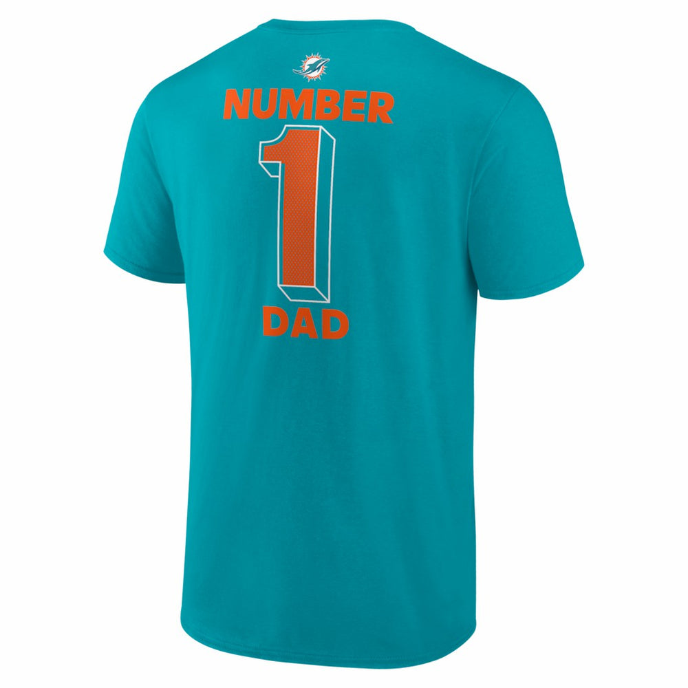 Miami Dolphins #1 Dad Jersey T-Shirt Aqua | NFL