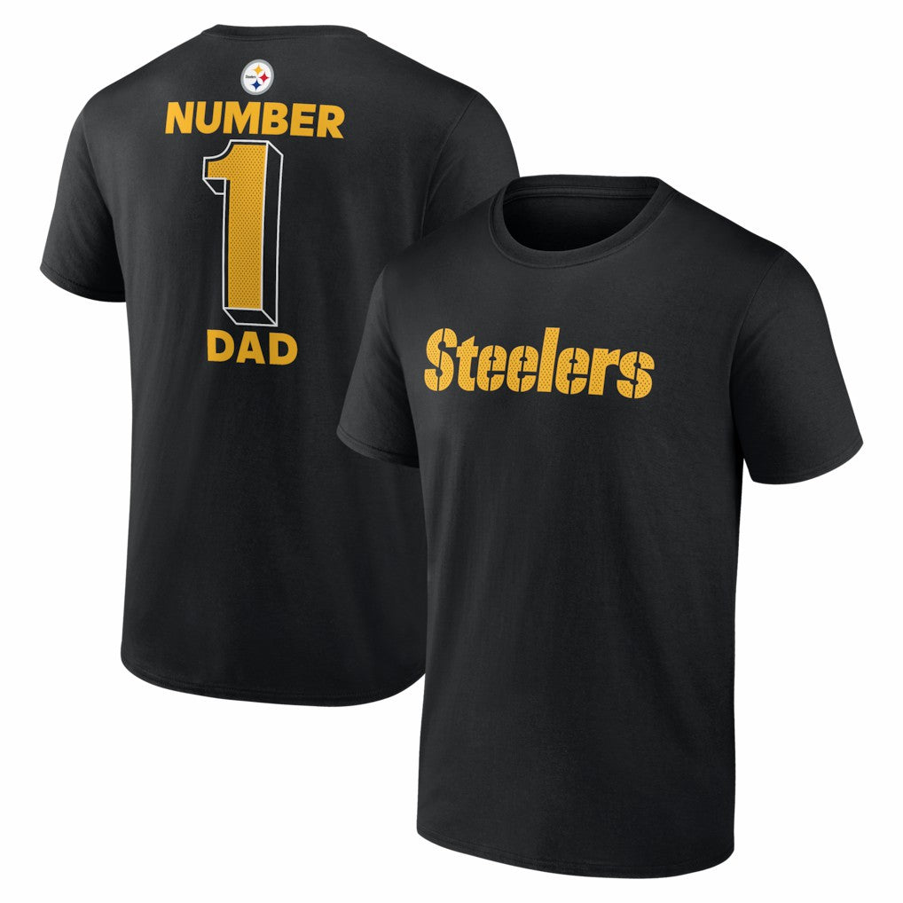 Pittsburgh Steelers #1 Dad Jersey T-Shirt Black | NFL
