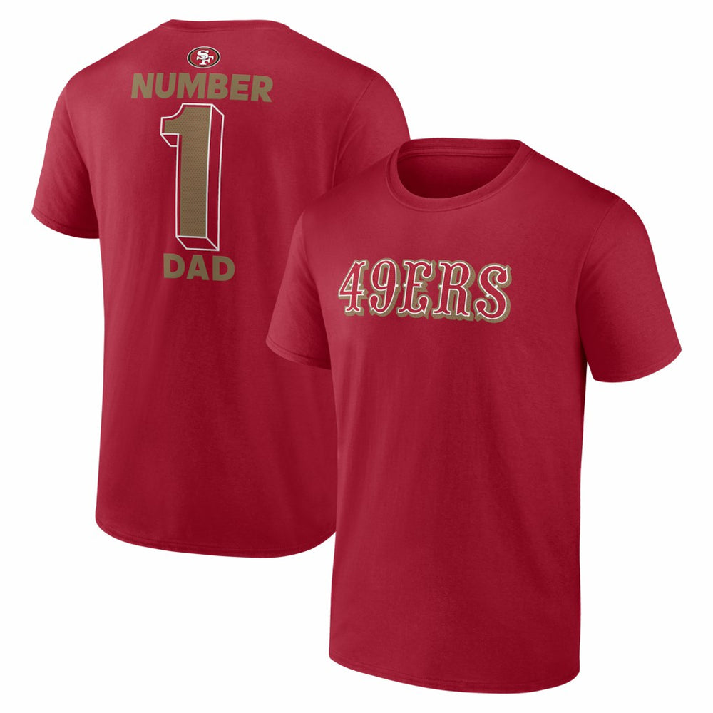 San Francisco 49ers #1 Dad Jersey T-Shirt Scarlet | NFL