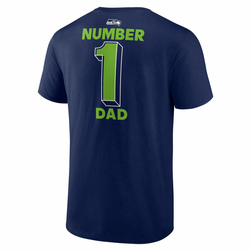 Seattle Seahawks #1 Dad Jersey T-Shirt College Navy | NFL