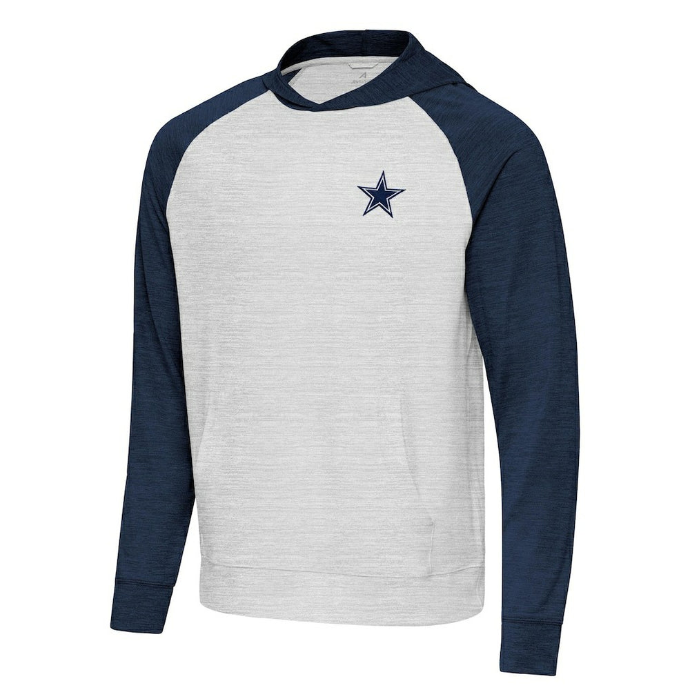 Dallas Cowboys Antigua Urgent Pullover Hoodie Heather Gray/Navy | NFL