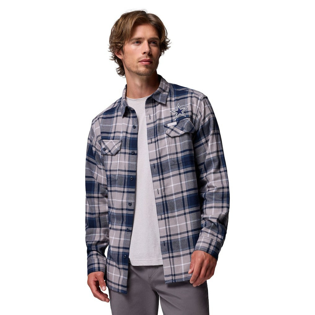 Dallas Cowboys Flare Gun Long-Sleeve Button-Up Flannel Shirt Navy | Columbia