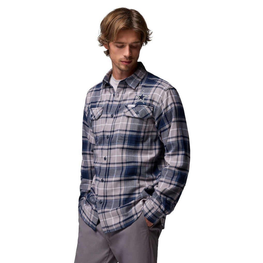 Dallas Cowboys Flare Gun Long-Sleeve Button-Up Flannel Shirt Navy | Columbia