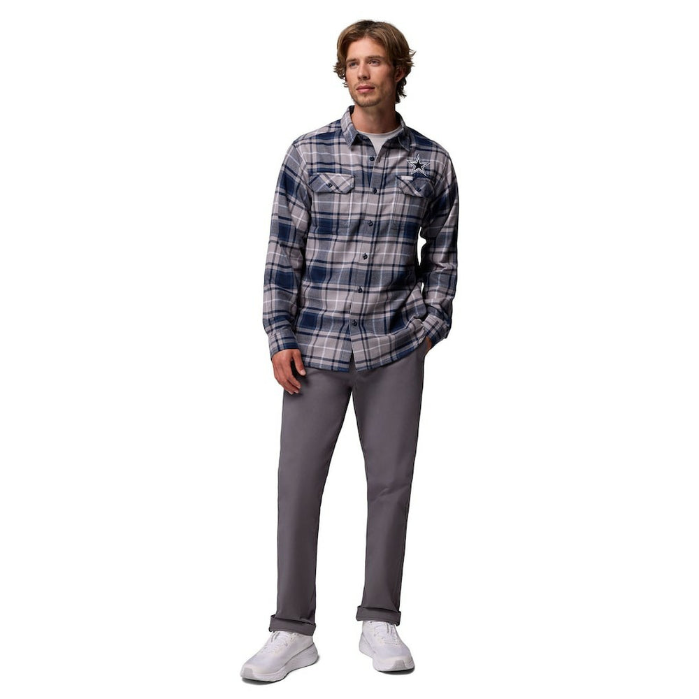 Dallas Cowboys Flare Gun Long-Sleeve Button-Up Flannel Shirt Navy | Columbia