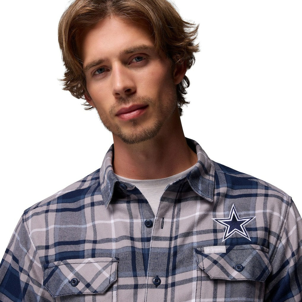 Dallas Cowboys Flare Gun Long-Sleeve Button-Up Flannel Shirt Navy | Columbia
