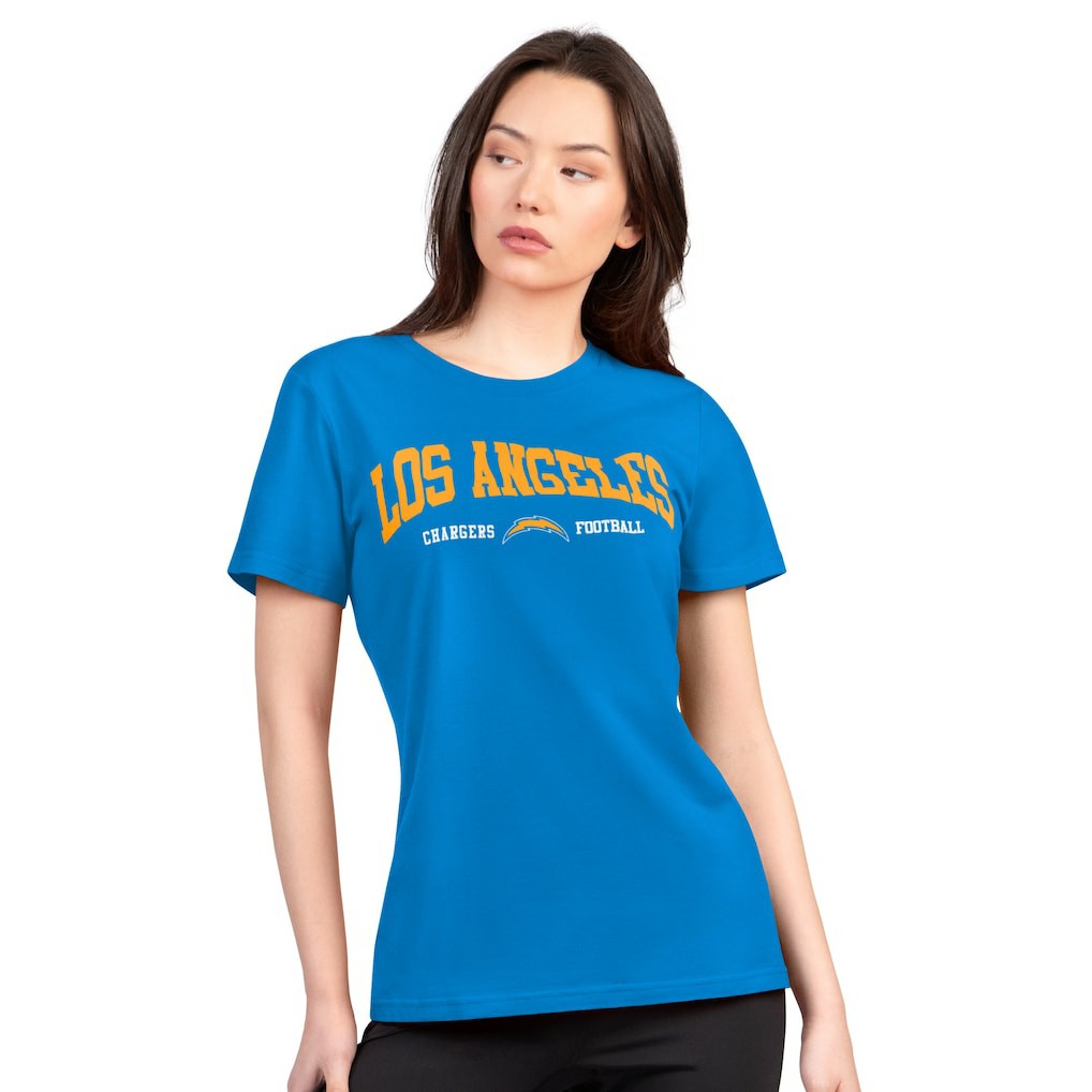 Los Angeles Chargers G-III 4Her by Carl Banks Women's Super-Slim Lightweight Winning Crew T-Shirt Powder Blue | NFL