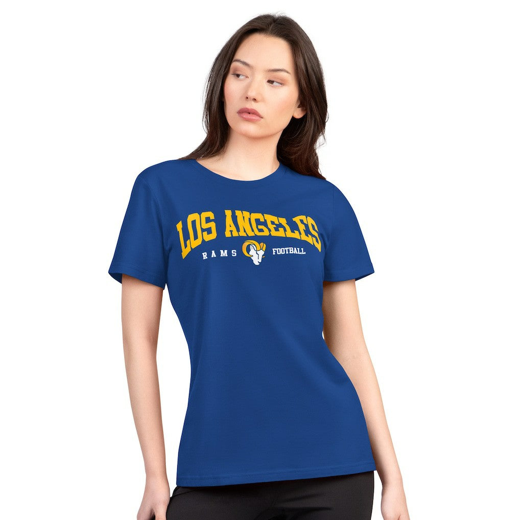 Los Angeles Rams G-III 4Her by Carl Banks Women's Super-Slim Lightweight Winning Crew T-Shirt Royal | NFL