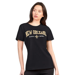 New Orleans Saints G-III 4Her by Carl Banks Women's Super-Slim Lightweight Winning Crew T-Shirt Black | NFL