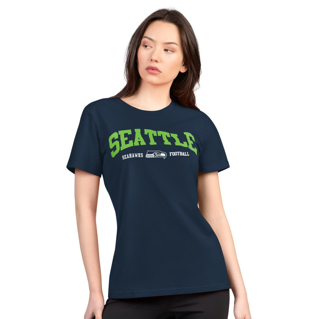 Seattle Seahawks G-III 4Her by Carl Banks Women's Super-Slim Lightweight Winning Crew T-Shirt Navy | NFL