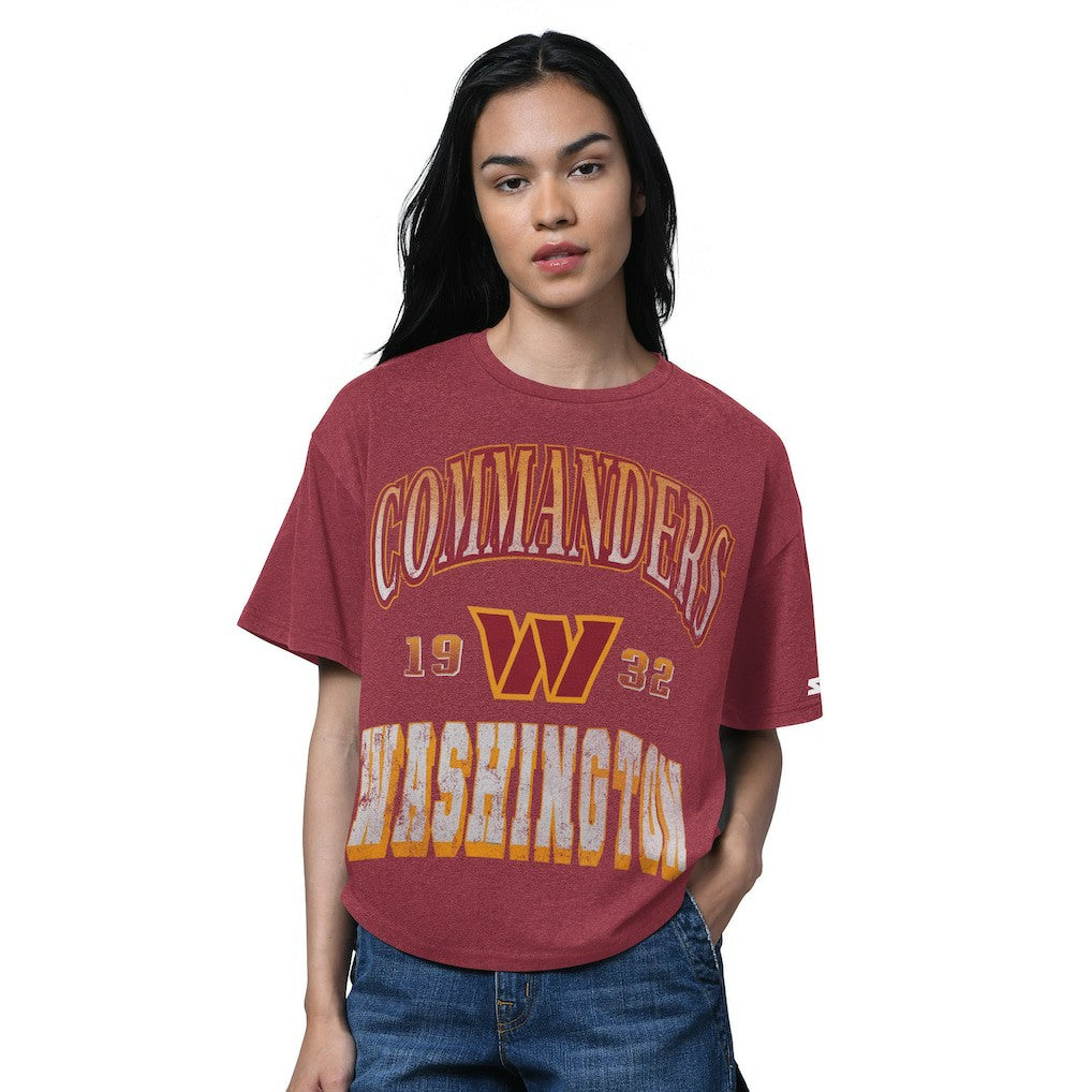 Washington Commanders Starter Women's Oversized Hall of Fame T-Shirt Heather Burgundy | NFL