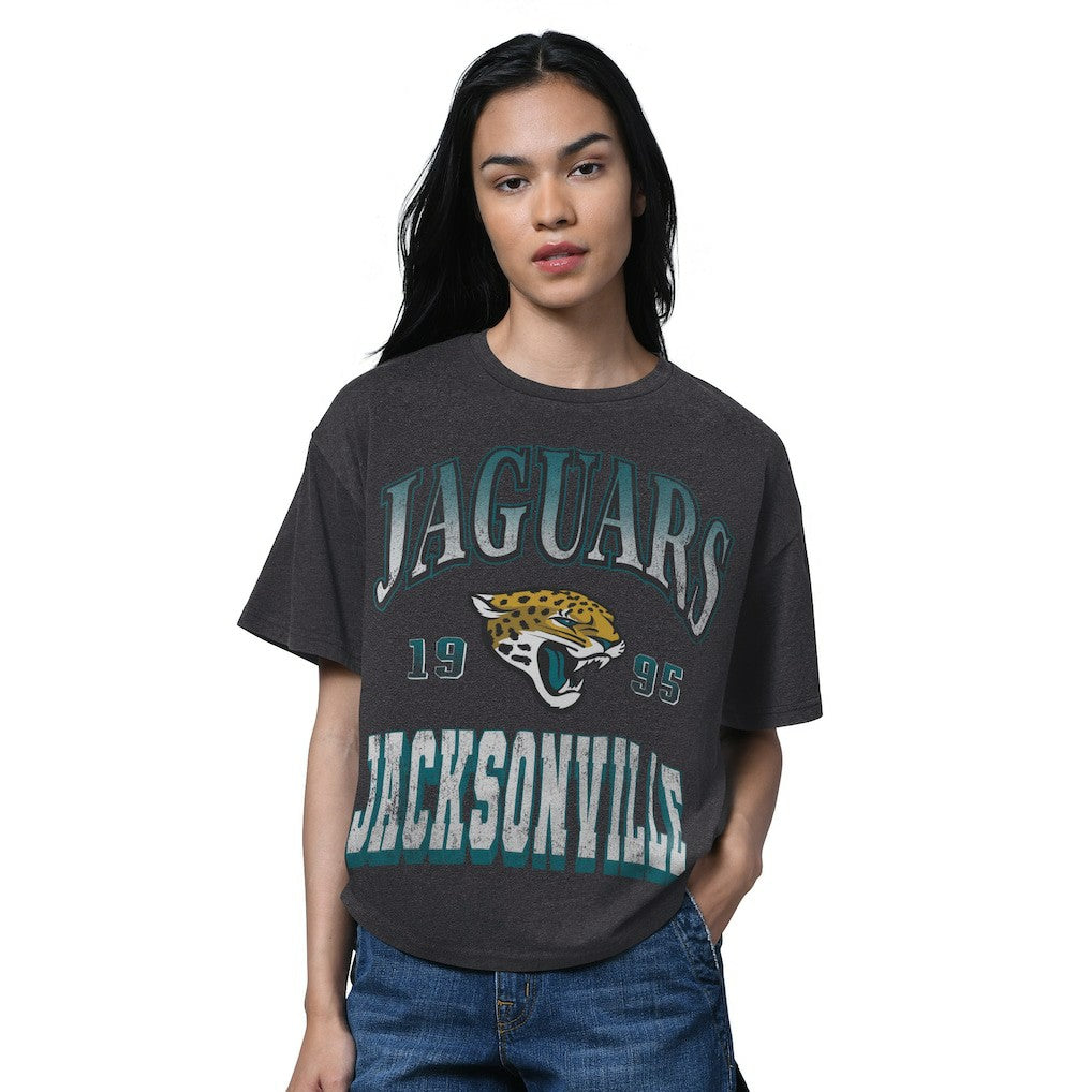 Jacksonville Jaguars Starter Women's Oversized Hall of Fame T-Shirt Heather Black | NFL