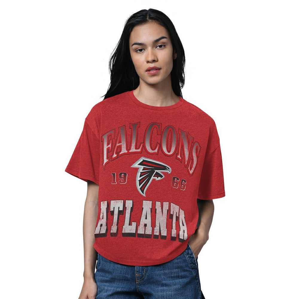 Atlanta Falcons Starter Women's Oversized Hall of Fame T-Shirt Heather Red | NFL