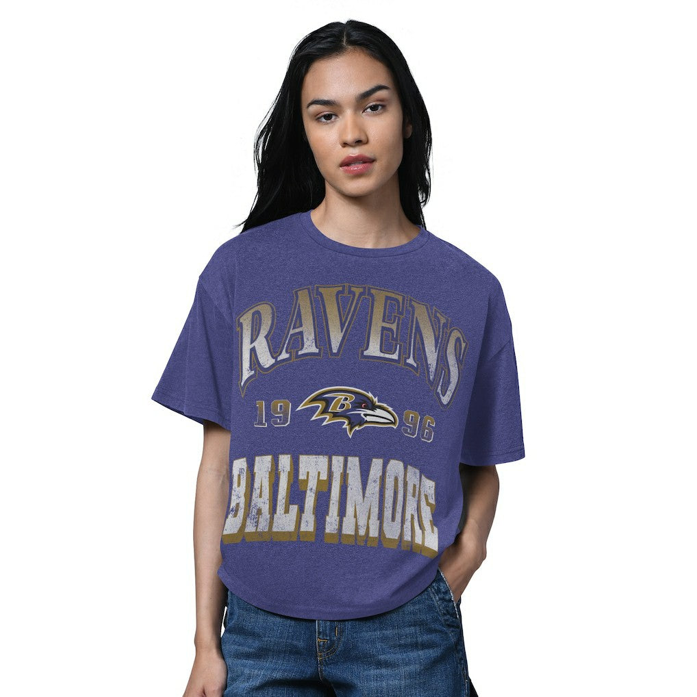 Baltimore Ravens Starter Women's Oversized Hall of Fame T-Shirt Heather Purple | NFL
