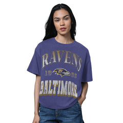 Baltimore Ravens Starter Women's Oversized Hall of Fame T-Shirt Heather Purple | NFL