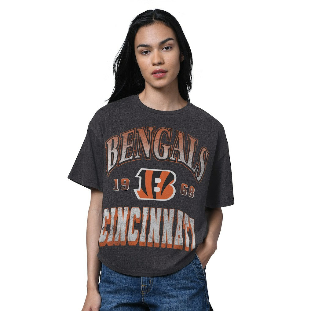Cincinnati Bengals Starter Women's Oversized Hall of Fame T-Shirt Heather Black | NFL