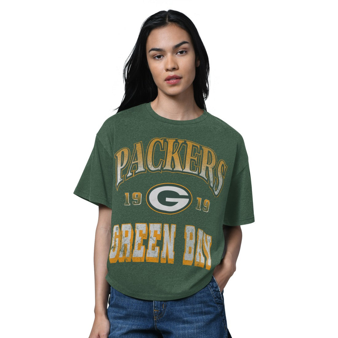 Green Bay Packers Starter Women's Oversized Hall of Fame T-Shirt Heather Green | NFL