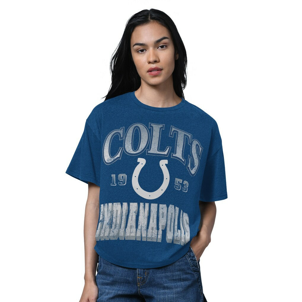 Indianapolis Colts Starter Women's Oversized Hall of Fame T-Shirt Heather Royal | NFL