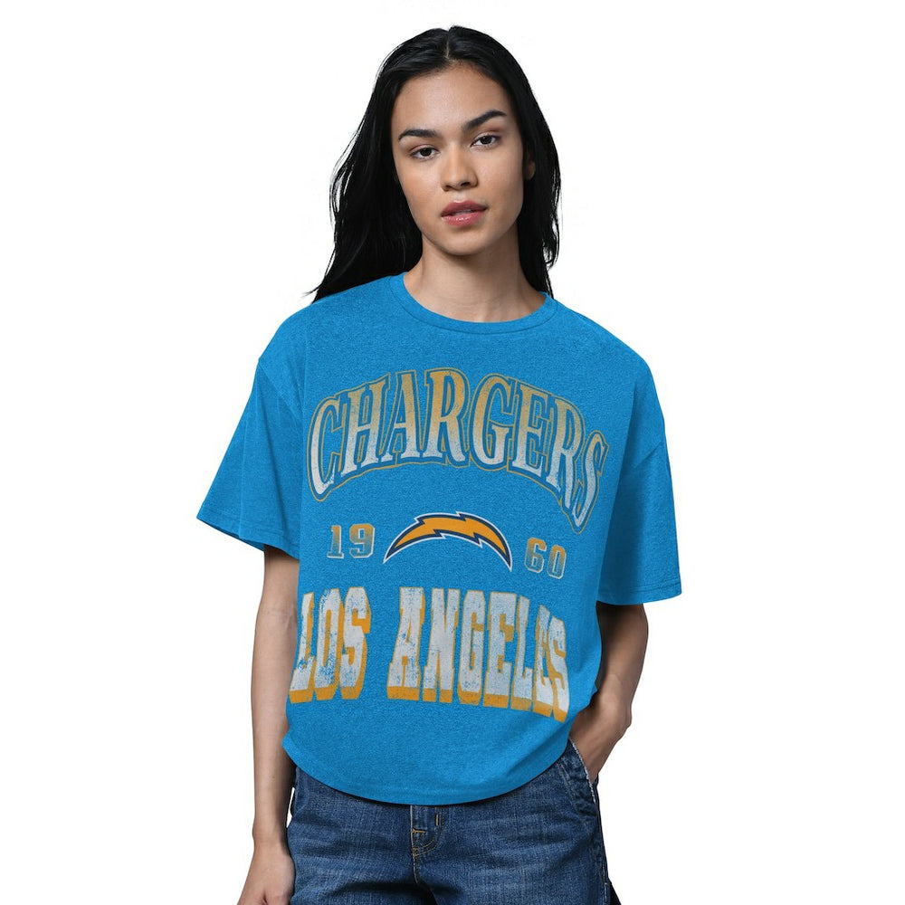 Los Angeles Chargers Starter Women's Oversized Hall of Fame T-Shirt Heather Powder Blue | NFL