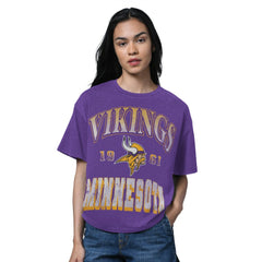 Minnesota Vikings Starter Women's Oversized Hall of Fame T-Shirt Heather Purple | NFL
