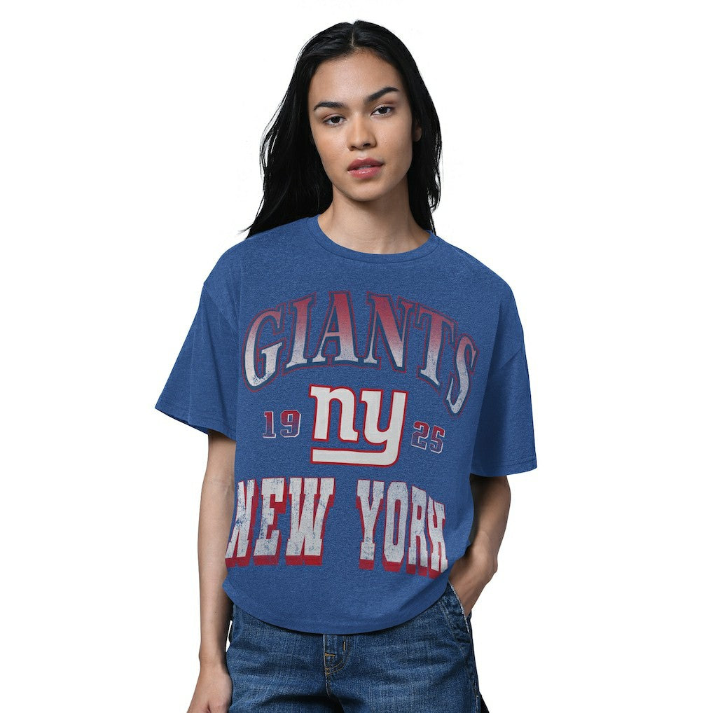 New York Giants Starter Women's Oversized Hall of Fame T-Shirt Heather Royal | NFL
