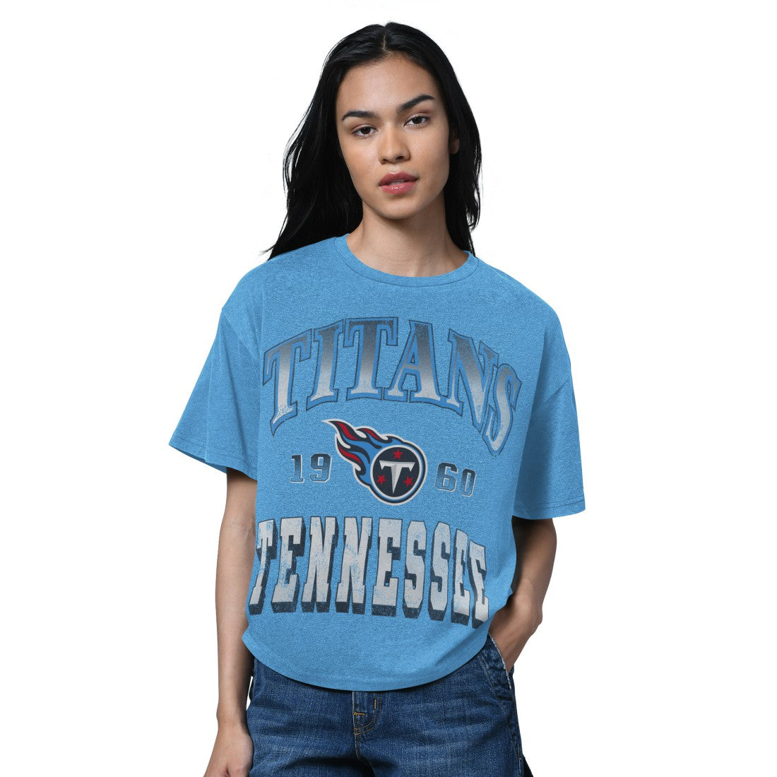 Tennessee Titans Starter Women's Oversized Hall of Fame T-Shirt Light Blue | NFL