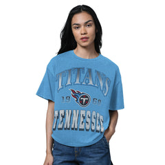 Tennessee Titans Starter Women's Oversized Hall of Fame T-Shirt Light Blue | NFL