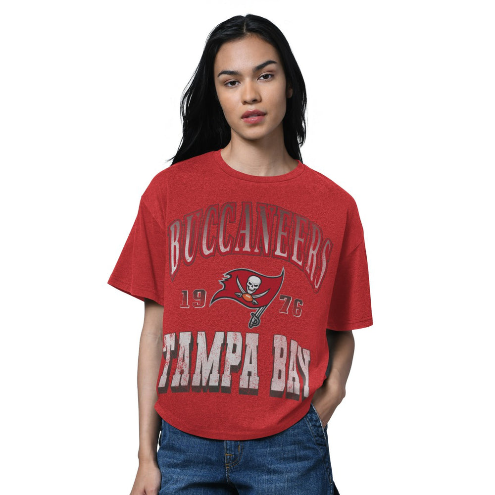Tampa Bay Buccaneers Starter Women's Oversized Hall of Fame T-Shirt Heather Red | NFL