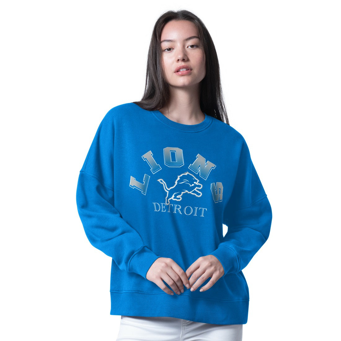 Detroit Lions G-III 4Her by Carl Banks Women's Oversized Feud Sweatshirt Blue | NFL