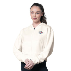 Pittsburgh Steelers MSX by Michael Strahan Women's Eleanor Full-Zip Hoodie Cream | NFL