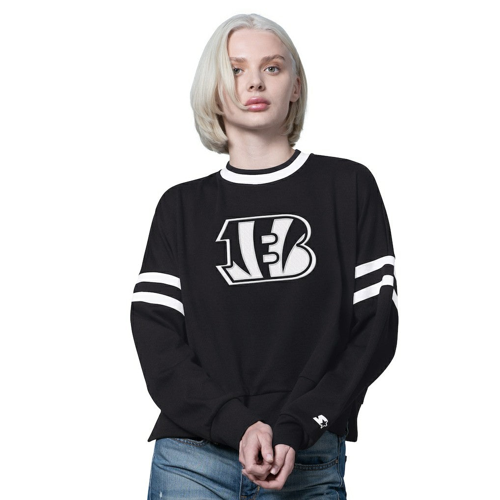 Cincinnati Bengals Starter Women's Rally Drop Shoulder Cropped Sweatshirt Black | NFL