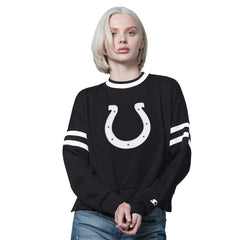 Indianapolis Colts Starter Women's Rally Drop Shoulder Cropped Sweatshirt Black | NFL