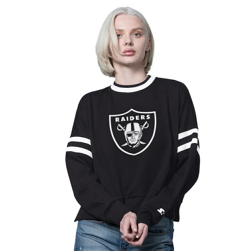 Las Vegas Raiders Starter Women's Rally Drop Shoulder Cropped Sweatshirt Black | NFL