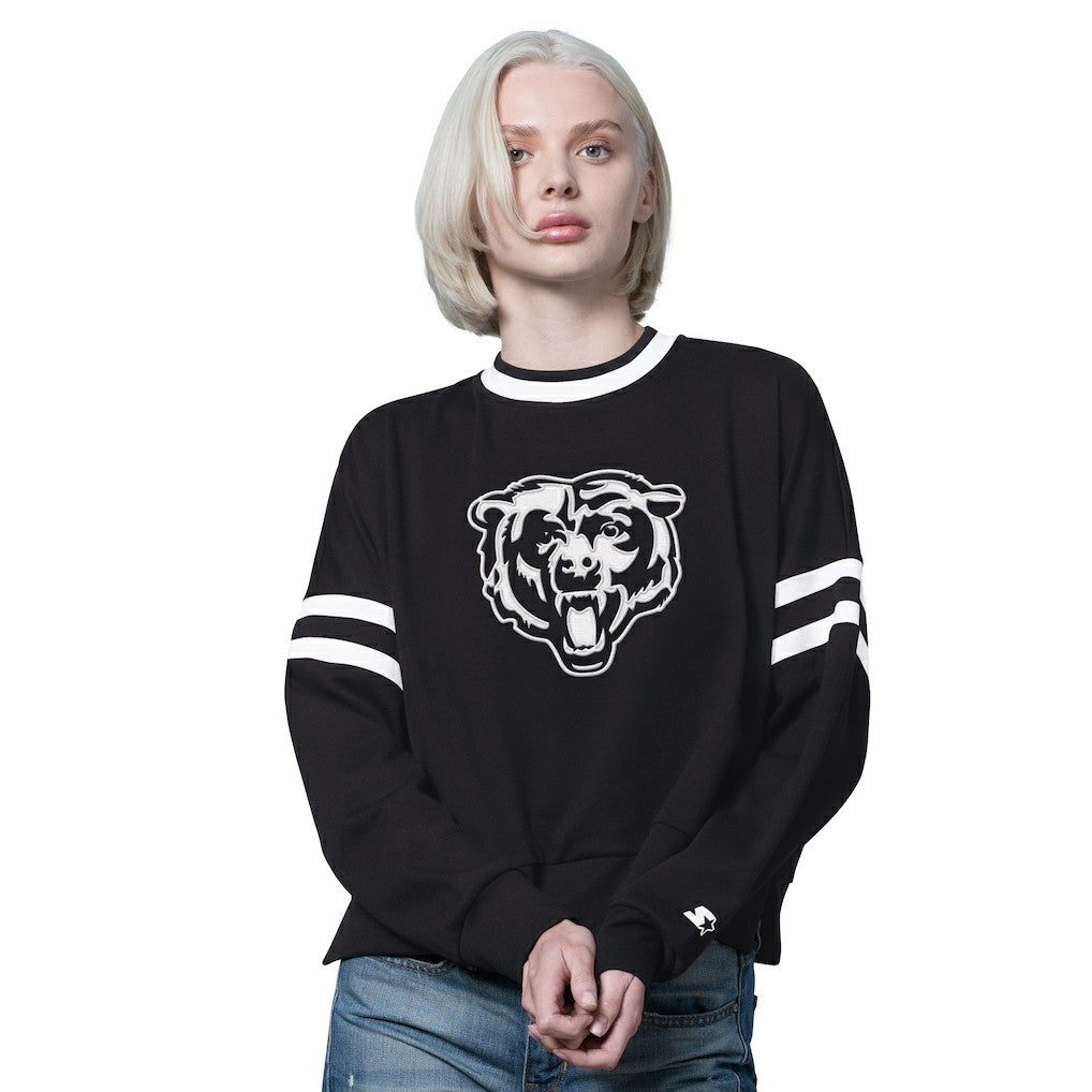 Chicago Bears Starter Women's Rally Drop Shoulder Cropped Sweatshirt Black | NFL