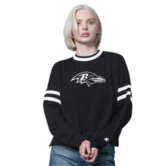 Baltimore Ravens Starter Women's Rally Drop Shoulder Cropped Sweatshirt Black | NFL