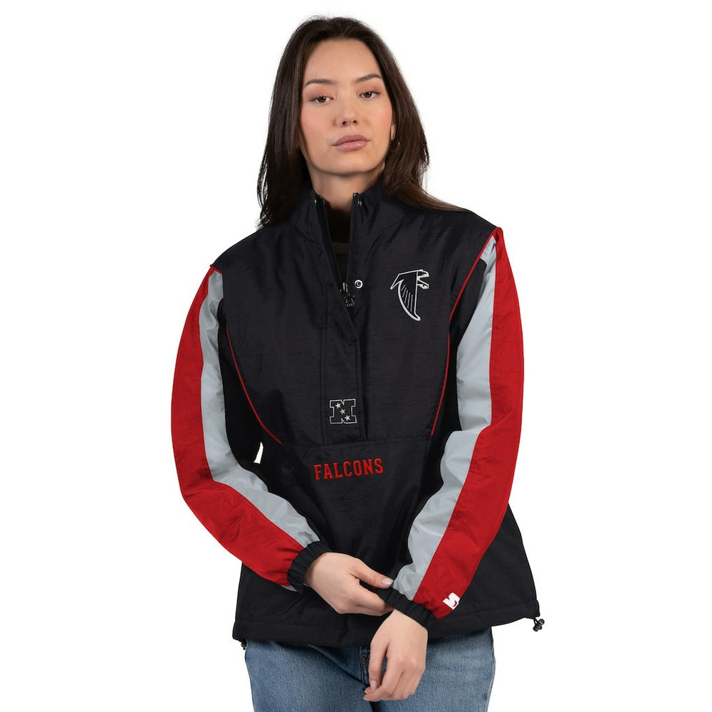 Atlanta Falcons Starter Women's Thursday Night Gridiron Half-Zip Jacket Black/Red | NFL