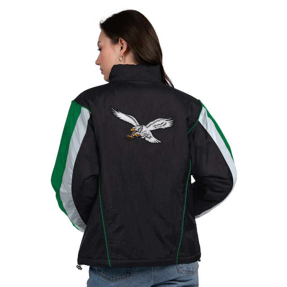 Philadelphia Eagles Starter Women's Thursday Night Gridiron Half-Zip Jacket Black/Kelly Green | NFL