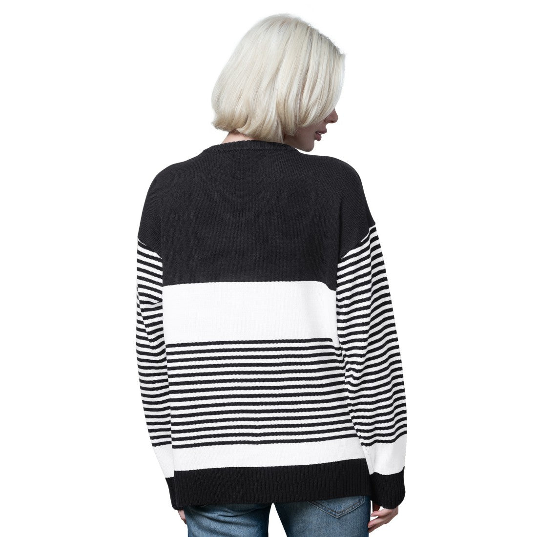 Detroit Lions Starter Women's No Huddle Striped V-Neck Sweater Black | NFL