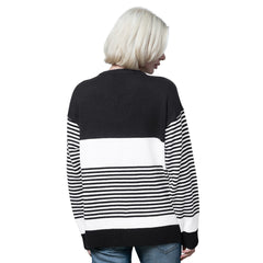Green Bay Packers Starter Women's No Huddle Striped V-Neck Sweater Black | NFL