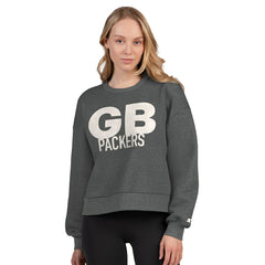 Green Bay Packers Starter Women's Show Up Cropped Fleece Pullover Sweatshirt Heather Gray | NFL