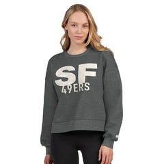 San Francisco 49ers Starter Women's Show Up Cropped Fleece Pullover Sweatshirt Heather Gray | NFL