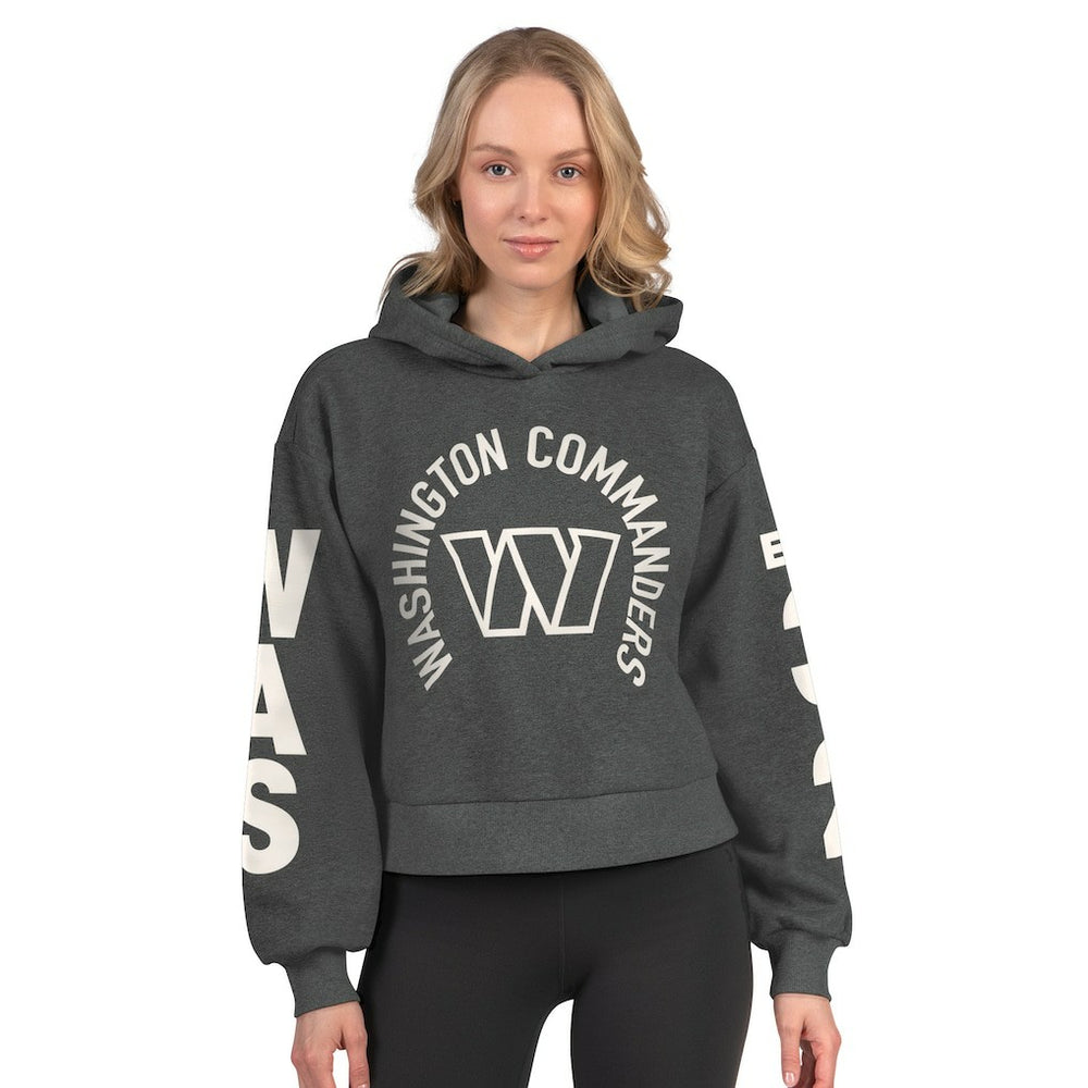 Washington Commanders Starter Women's Star Player Cropped Fleece Pullover Hoodie Heather Charcoal | NFL
