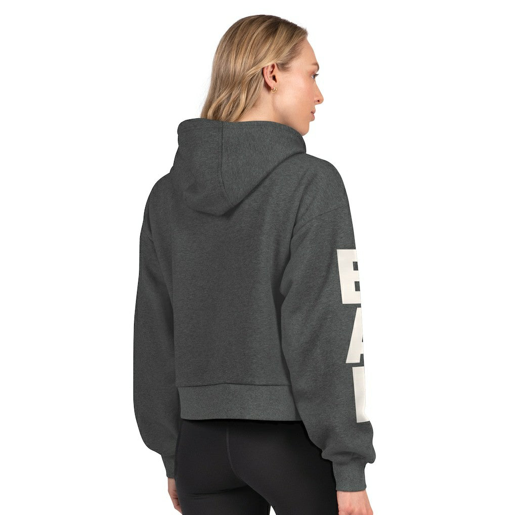 Baltimore Ravens Starter Women's Star Player Cropped Fleece Pullover Hoodie Heather Charcoal | NFL