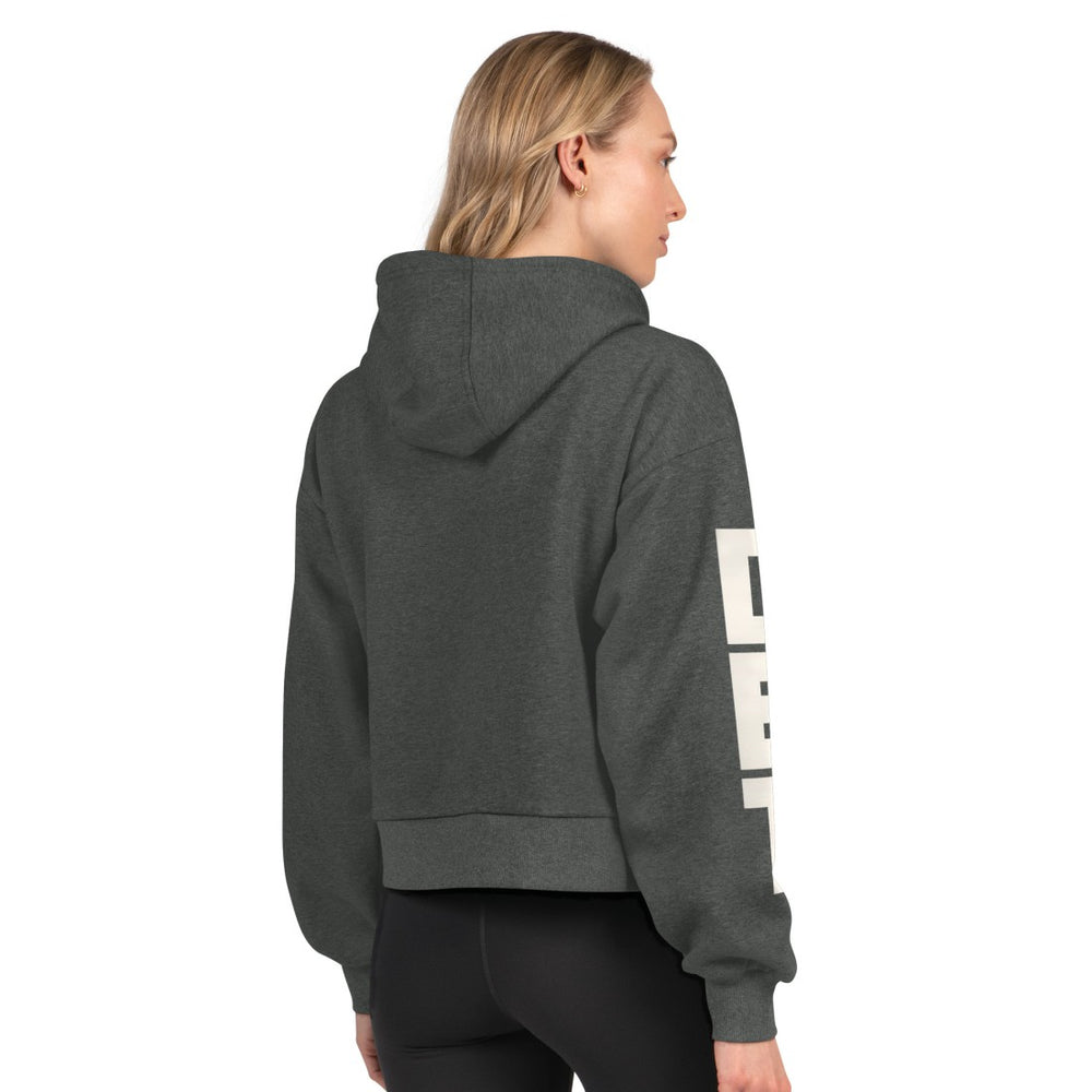 Detroit Lions Starter Women's Star Player Cropped Fleece Pullover Hoodie Heather Charcoal | NFL