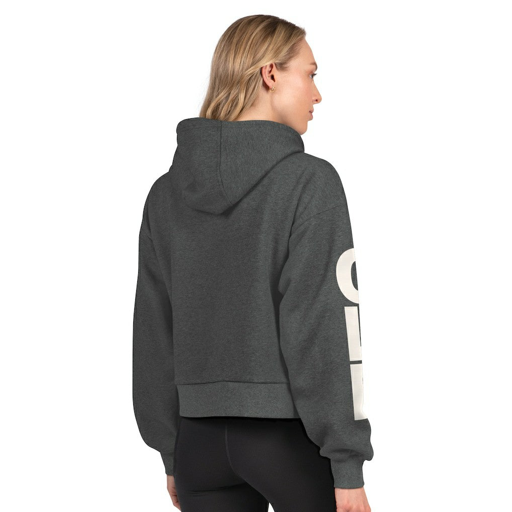 Cleveland Browns Starter Women's Star Player Cropped Fleece Pullover Hoodie Heather Charcoal | NFL